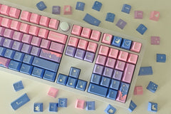 Cute Pink Fairy Moon Theme Gradient Keycap Set - KeyArtisan