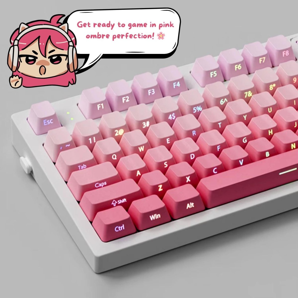 Pink Keyframe Cute Pink Gradient PBT OEM ISO Keycap Set – KeyArtisan