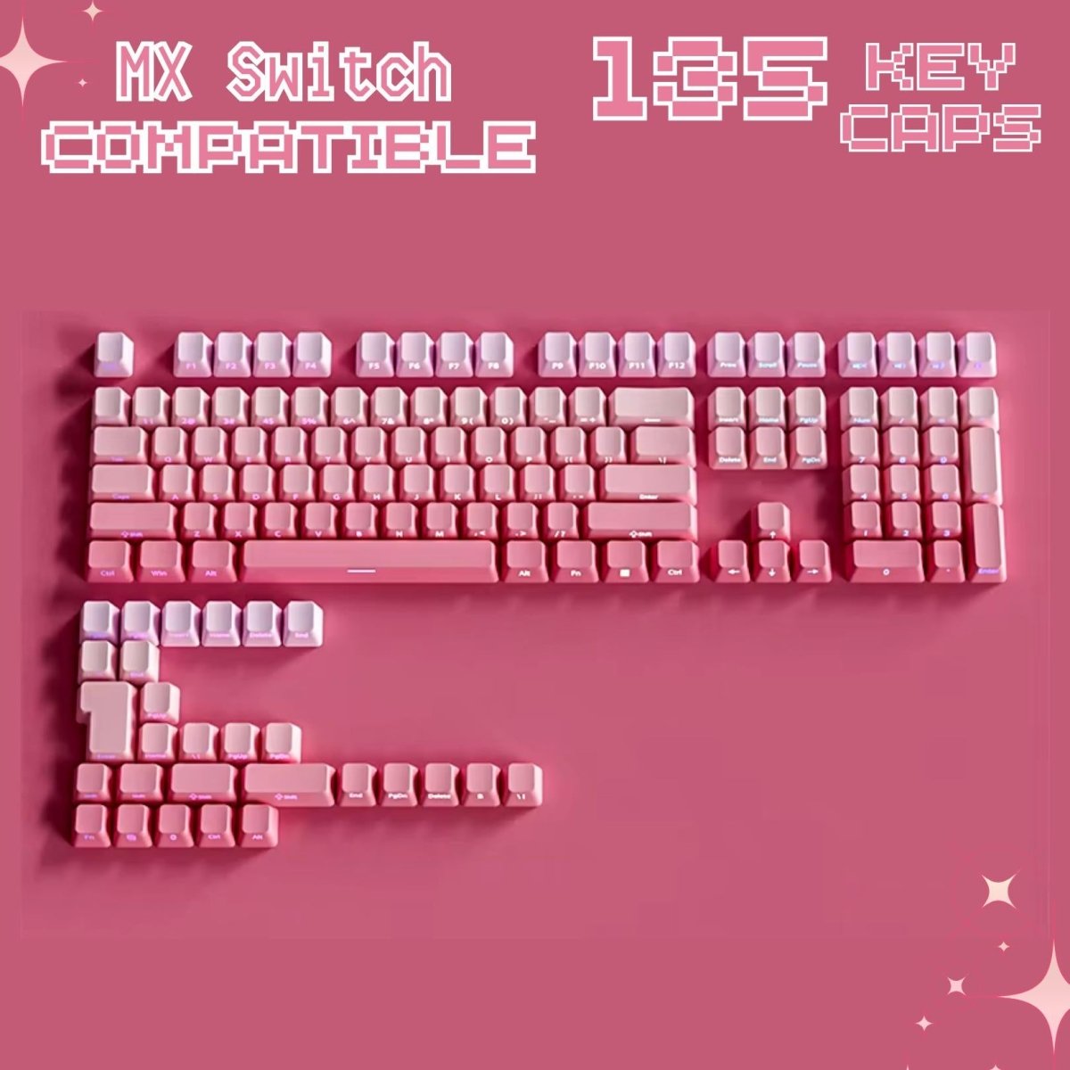 Cute Pink Gradient PBT OEM ISO Keycap Set - KeyArtisan