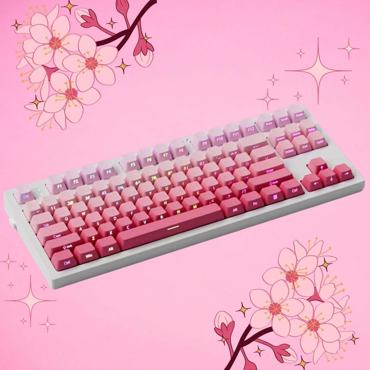 Cute Pink Gradient PBT OEM ISO Keycap Set - KeyArtisan