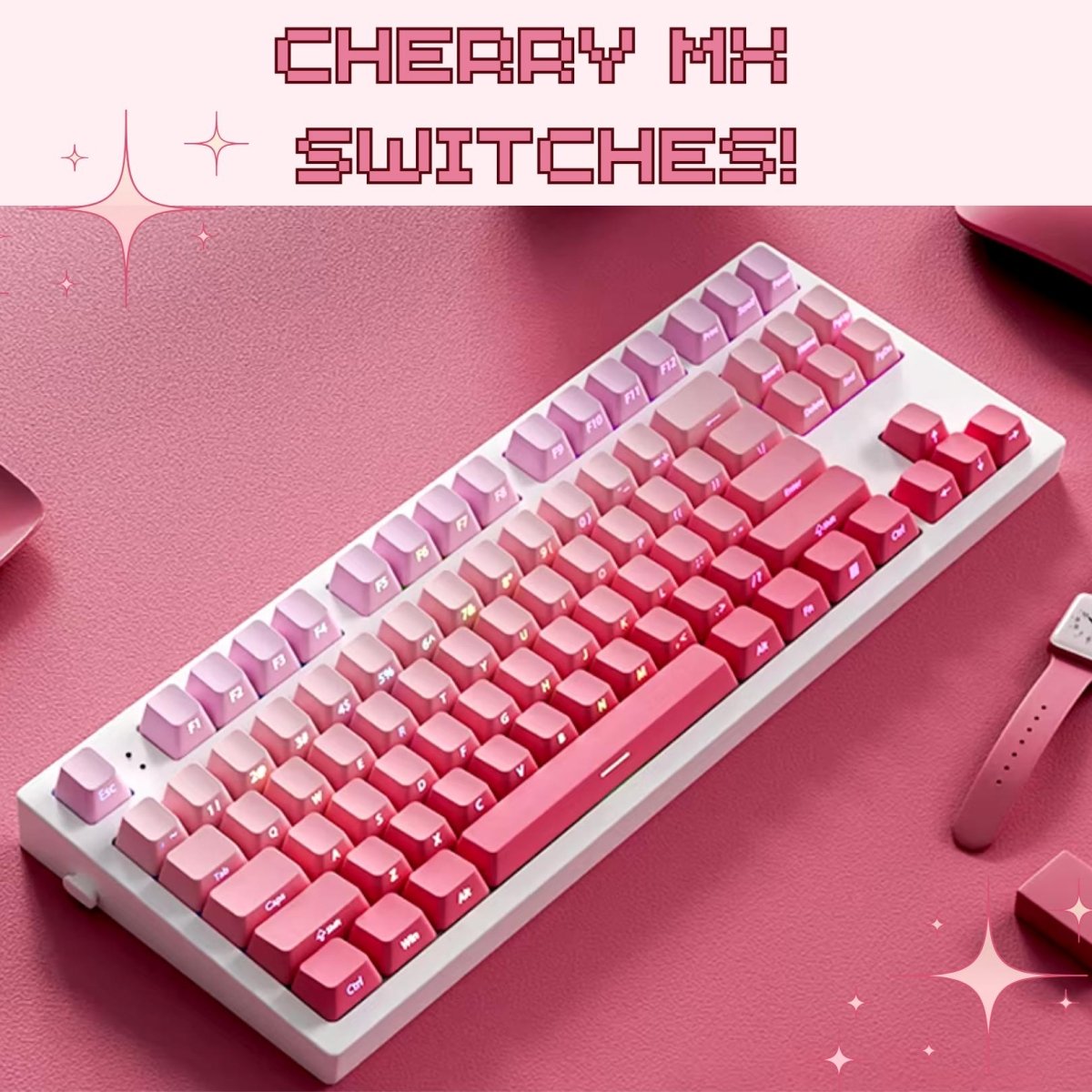 Pink Keyframe Cute Pink Gradient PBT OEM ISO Keycap Set – KeyArtisan