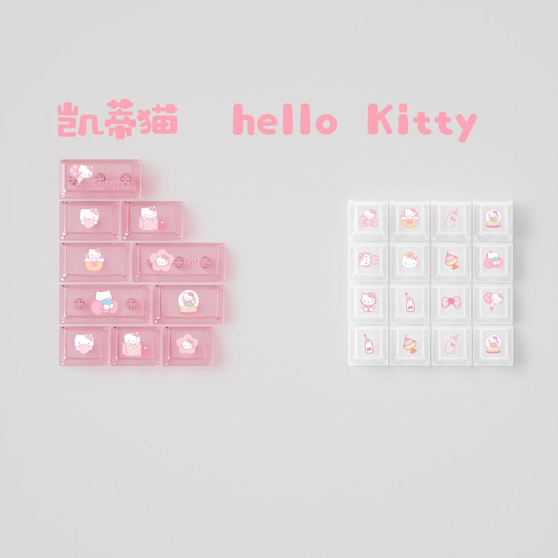 Cute Pink Hello Kitty Theme Keycap Set - KeyArtisan