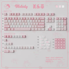 Cute Pink Melody Theme Pastel Keycap Set - KeyArtisan