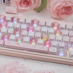 Cute Pink Melody Theme Pastel Keycap Set - KeyArtisan
