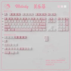 Cute Pink Melody Theme Pastel Keycap Set - KeyArtisan