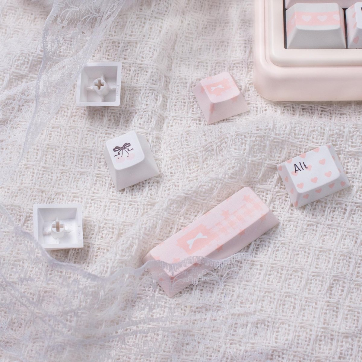 Cute Pink Notebook Theme Artisan Keycap Set - KeyArtisan