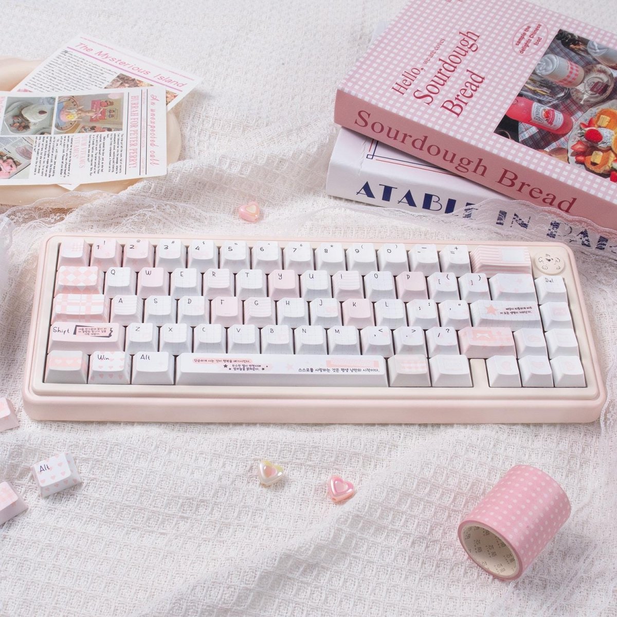 Cute Pink Notebook Theme Artisan Keycap Set - KeyArtisan