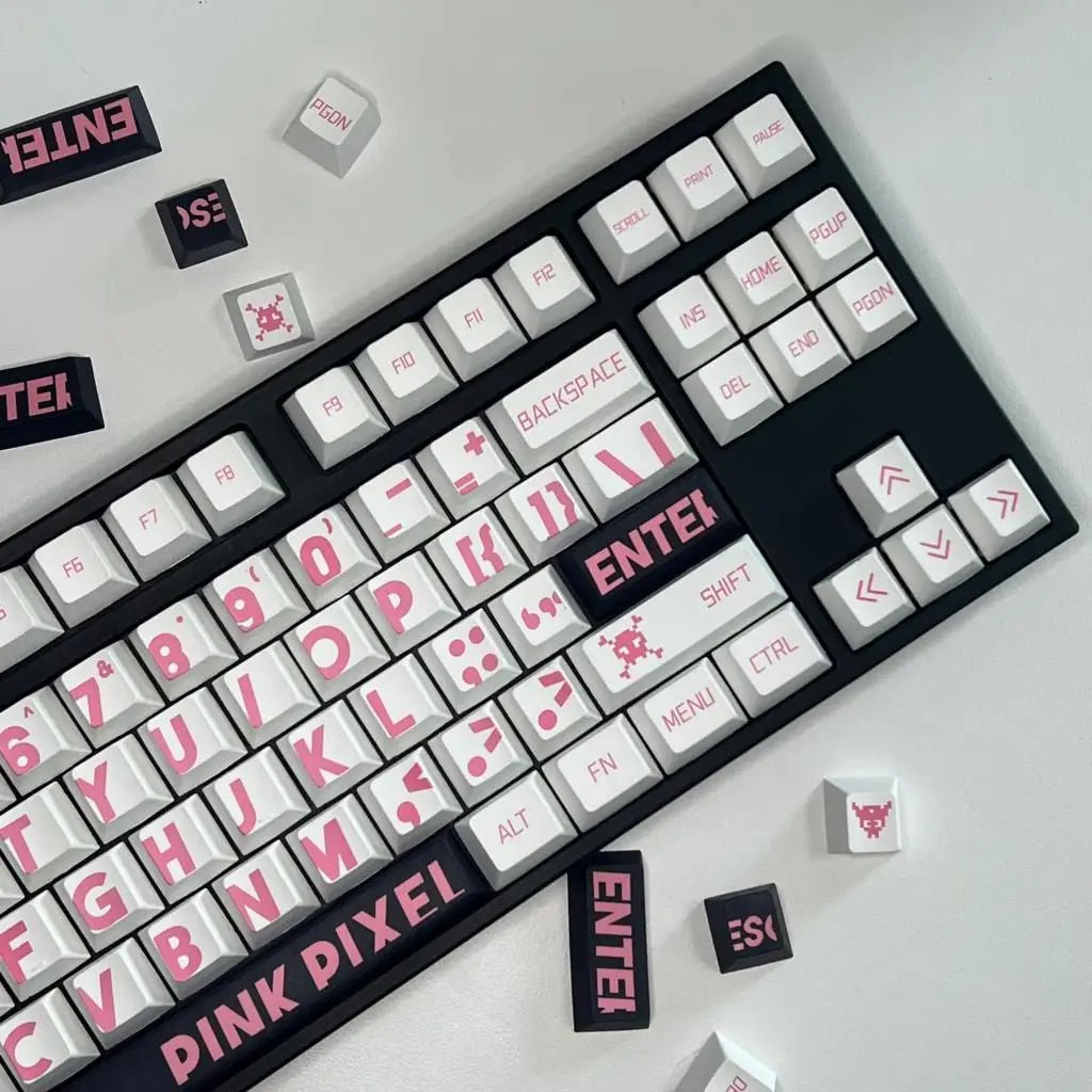 Cute Pink Pixel Theme PBT Keycap Set - KeyArtisan