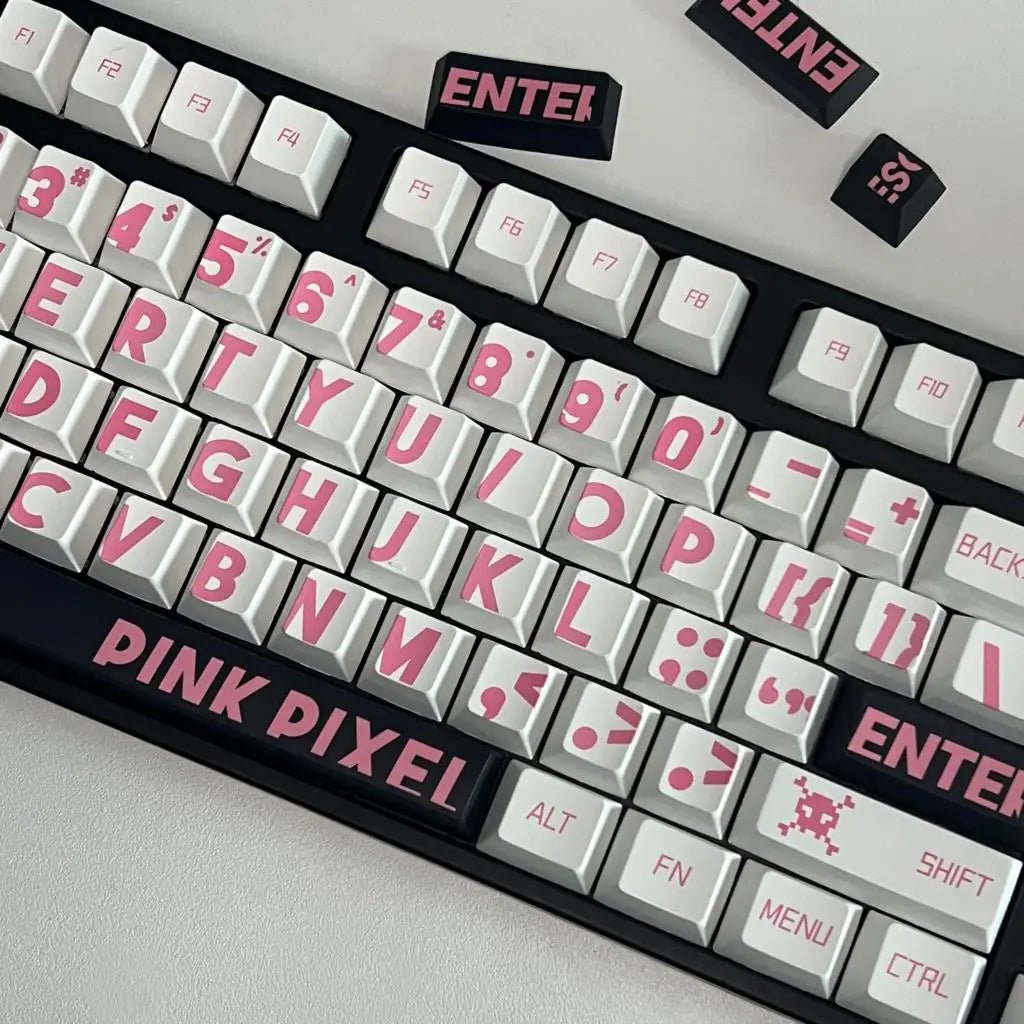 Cute Pink Pixel Theme PBT Keycap Set - KeyArtisan