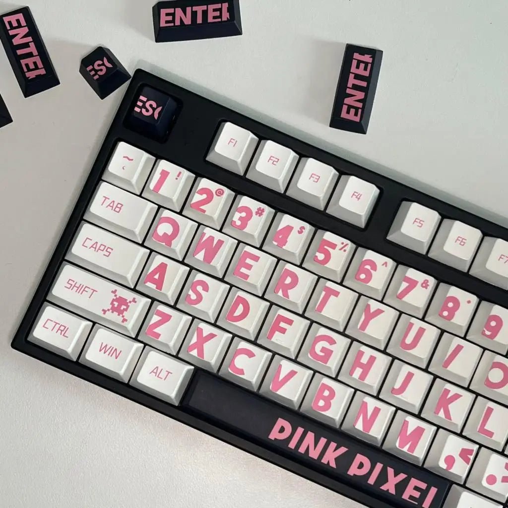 Cute Pink Pixel Theme PBT Keycap Set - KeyArtisan