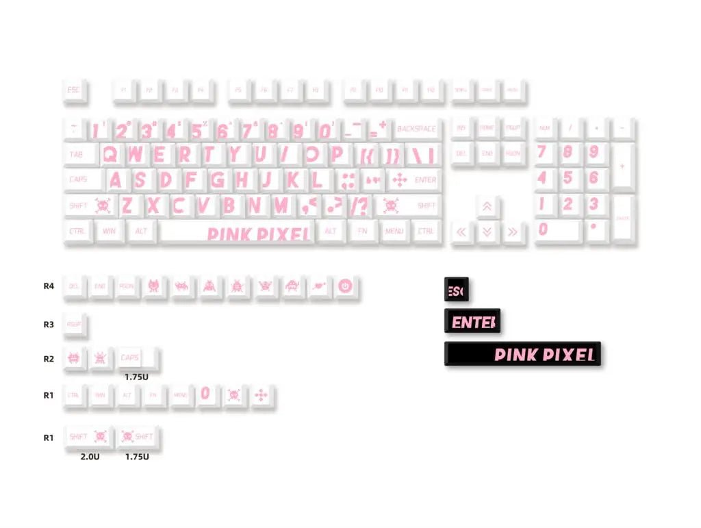 Cute Pink Pixel Theme PBT Keycap Set - KeyArtisan