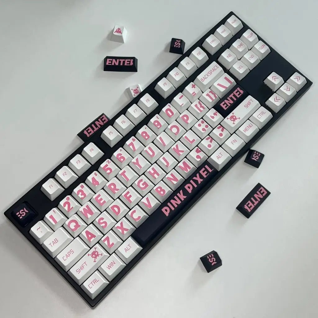 Cute Pink Pixel Theme PBT Keycap Set - KeyArtisan