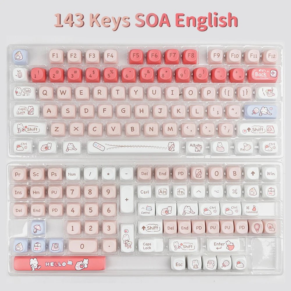 Cute Pink Shopping Bunny Theme Artisan Keycap Set - KeyArtisan