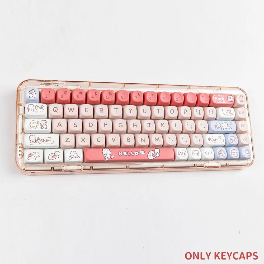 Cute Pink Shopping Bunny Theme Artisan Keycap Set - KeyArtisan