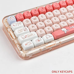 Cute Pink Shopping Bunny Theme Artisan Keycap Set - KeyArtisan