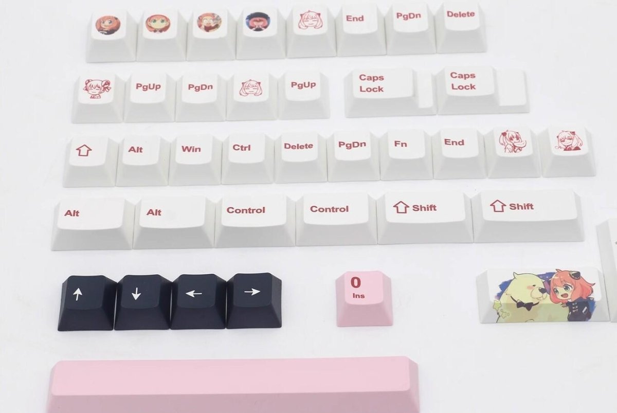 Cute Pink Spy x Family Anya Anime Keycap Set - KeyArtisan