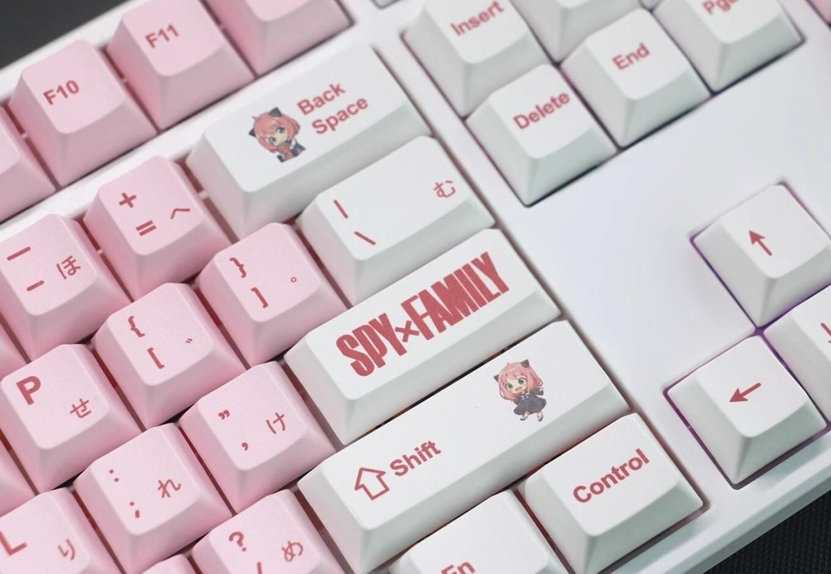 Cute Pink Spy x Family Anya Anime Keycap Set - KeyArtisan