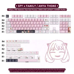 Cute Pink Spy x Family Anya Anime Keycap Set - KeyArtisan