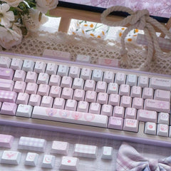 Cute Pink Valentines Day Theme PBT ISO Keycap Set - KeyArtisan