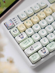 Cute Pochacco Theme Green PBT MOA Keycap Set - KeyArtisan