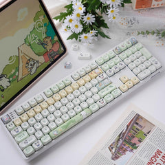 Cute Pochacco Theme Green PBT MOA Keycap Set - KeyArtisan