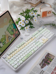 Cute Pochacco Theme Green PBT MOA Keycap Set - KeyArtisan