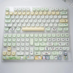 Cute Pochacco Theme Green PBT MOA Keycap Set - KeyArtisan