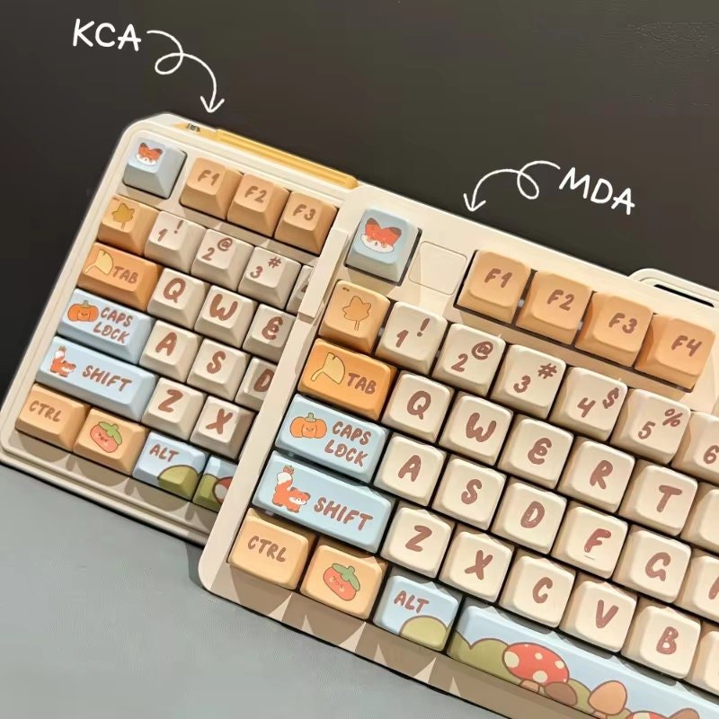Cute Pumpkin Fox Theme Keycap Set - KeyArtisan