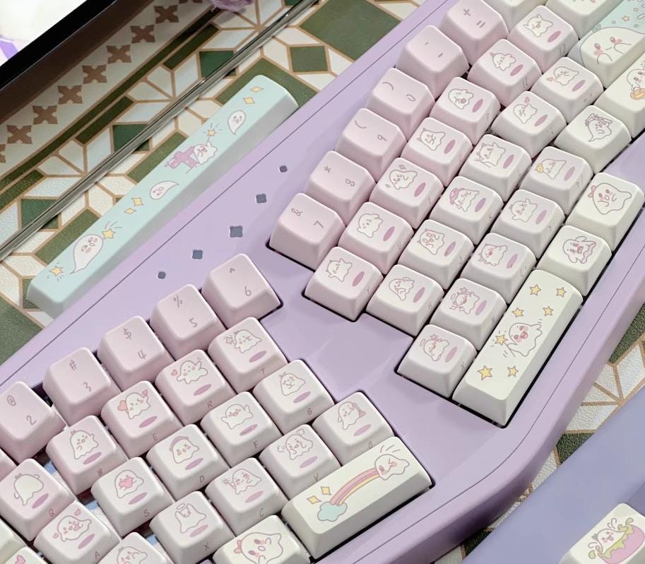 Cute Purple Ghost Theme Artisan Gradient Keycap Set - KeyArtisan