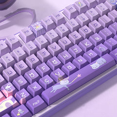 Cute Purple Wizard Cat Theme Keycap Set - KeyArtisan