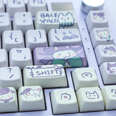 Cute Purple Wizard Magic Cat Theme Keycap Set - KeyArtisan