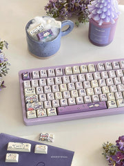 Cute Purple Wizard Magic Cat Theme Keycap Set - KeyArtisan