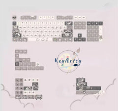 Cute Raccoon Theme Side Print Keycap Set - KeyArtisan