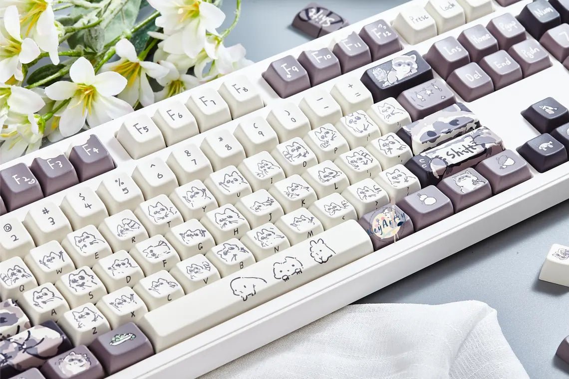 Cute Raccoon Theme Side Print Keycap Set - KeyArtisan