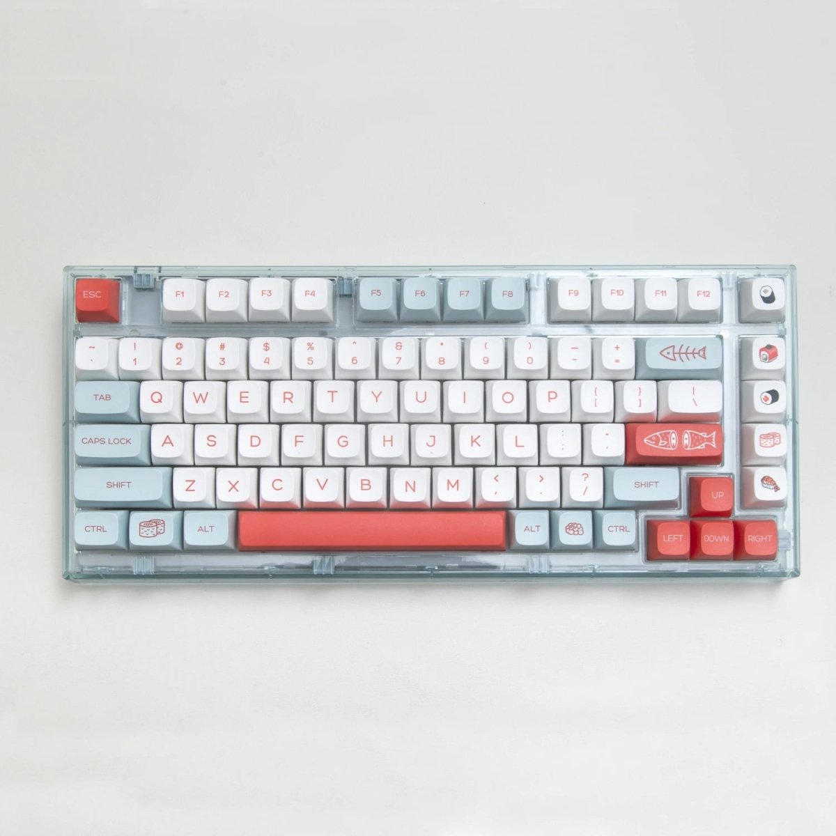 Cute Salmon Sushi Theme PBT XDA Keycap Set - KeyArtisan