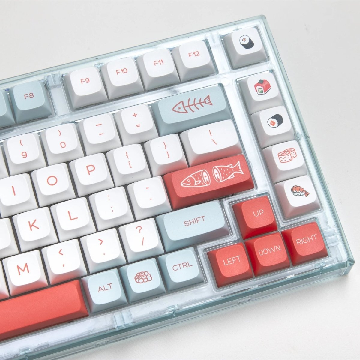 Cute Salmon Sushi Theme PBT XDA Keycap Set - KeyArtisan