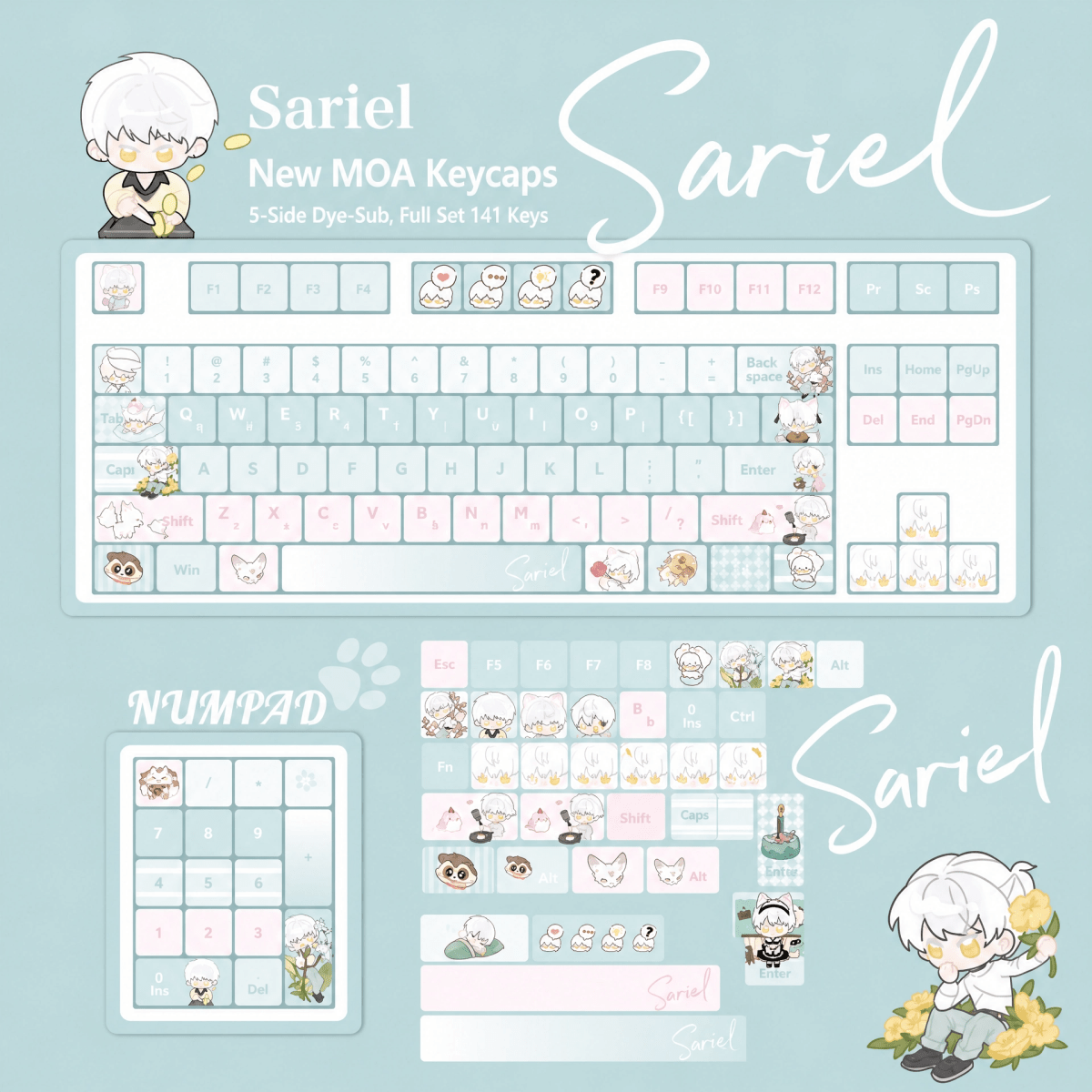 Cute Sariel Theme Anime Keycap Set - KeyArtisan