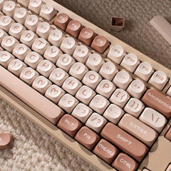 Cute Sleek Brown MOA PBT Keycap Set - KeyArtisan