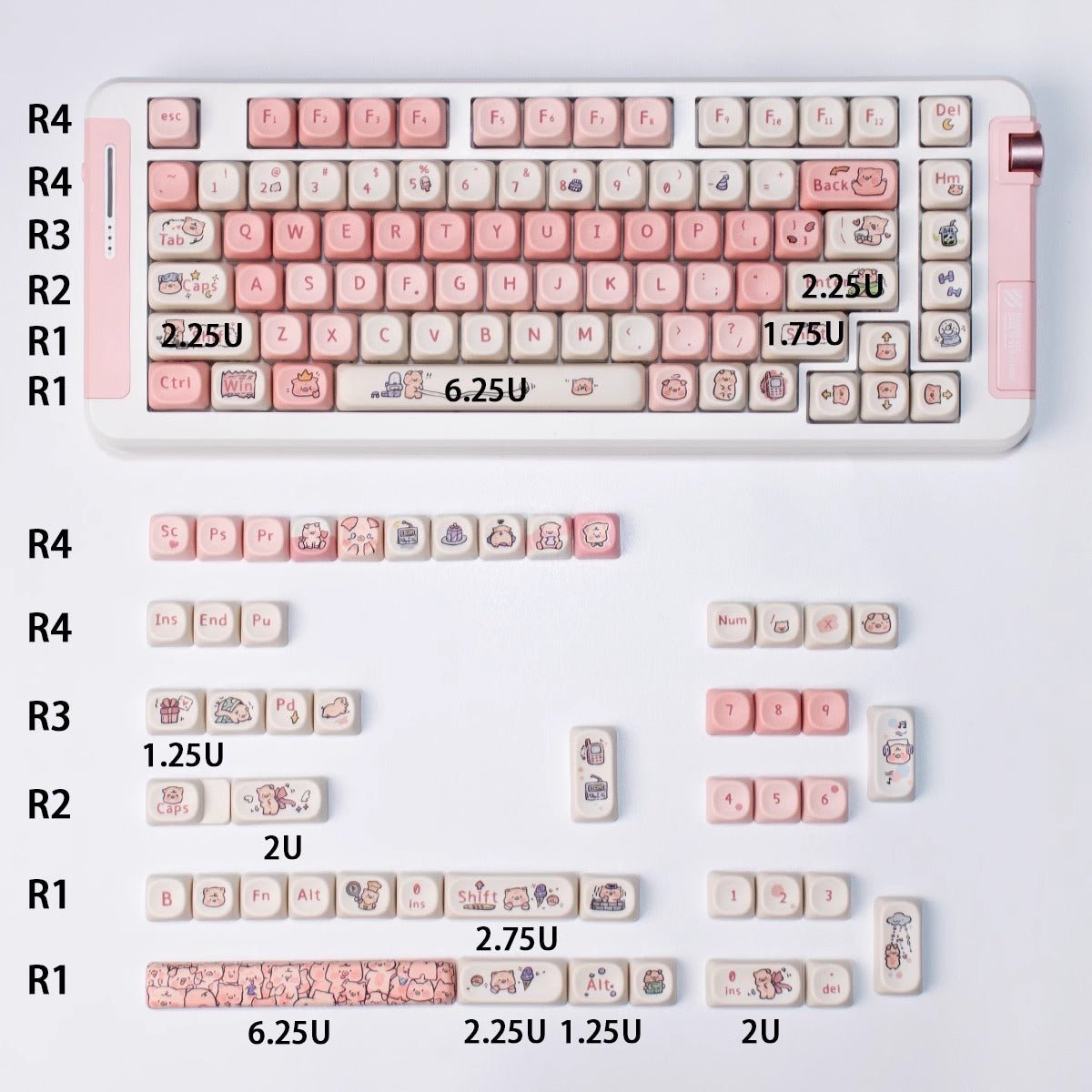 Cute Sleek Brown MOA PBT Keycap Set - KeyArtisan