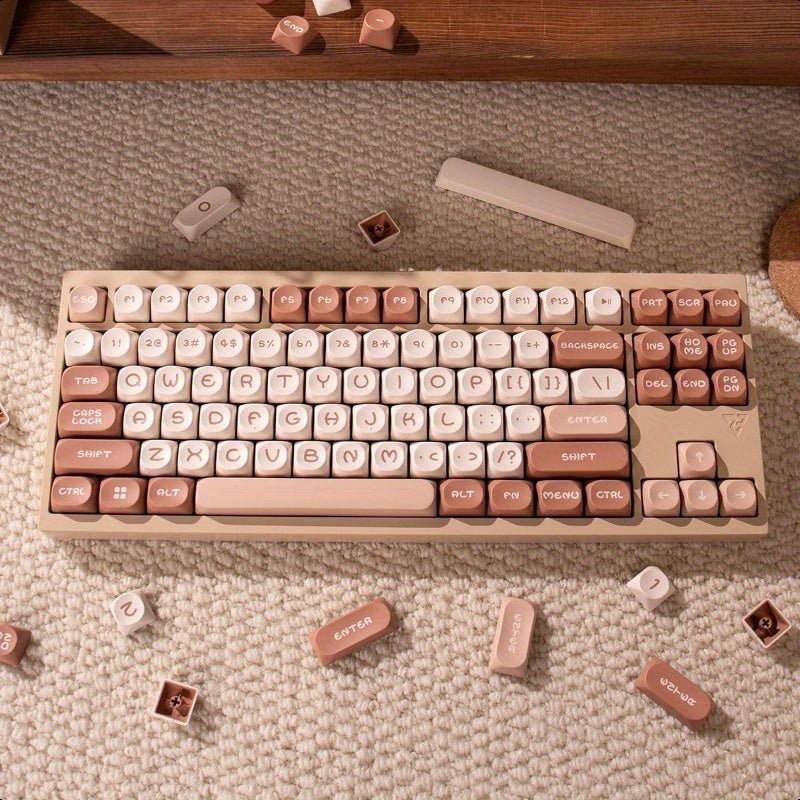 Cute Sleek Brown MOA PBT Keycap Set - KeyArtisan