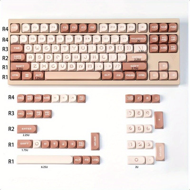 Cute Sleek Brown MOA PBT Keycap Set - KeyArtisan