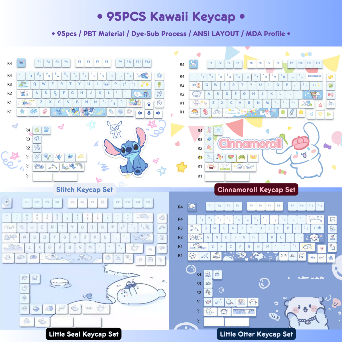 Cute Stitch Theme Kawaii Artisan Keycap Set - KeyArtisan