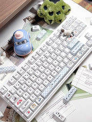 Cute White Bear Theme Graffiti Keycap Set - KeyArtisan