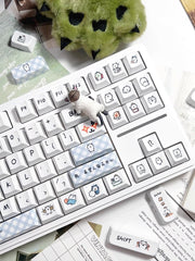 Cute White Bear Theme Graffiti Keycap Set - KeyArtisan