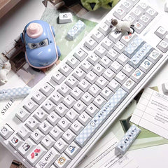 Cute White Bear Theme Graffiti Keycap Set - KeyArtisan