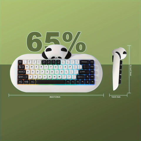 YUNZII C68 Panda Wireless Mechanical Gaming Keyboard - 68 Keys, RGB Backlit, Hot-Swappable with Wireless & Wired Connectivity for Windows/Mac
