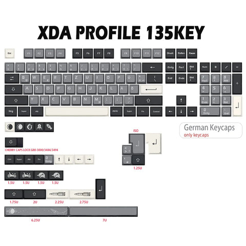 Cool Black Apollo Theme PBT XDA Keycap Set