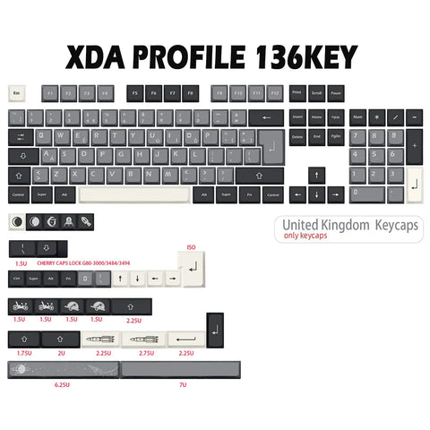 Cool Black Apollo Theme PBT XDA Keycap Set