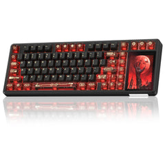 AULA L99 Smart-Screen Mechanical Keyboard — full top view, Dark Gray + Light Gray + Yellow colorway, IPS screen active