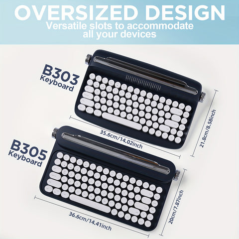YUNZII ACTTO B303/B305 Wireless Vintage Typewriter Keyboard, 75% Layout Retro Aesthetic Keyboard, 84 Keys BT Keyboard with Integrated Stand for Multi-Device, Membrane Keyboard with Cute Round Keycaps for Win/Mac/iOS/Android